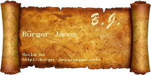 Bürger János névjegykártya